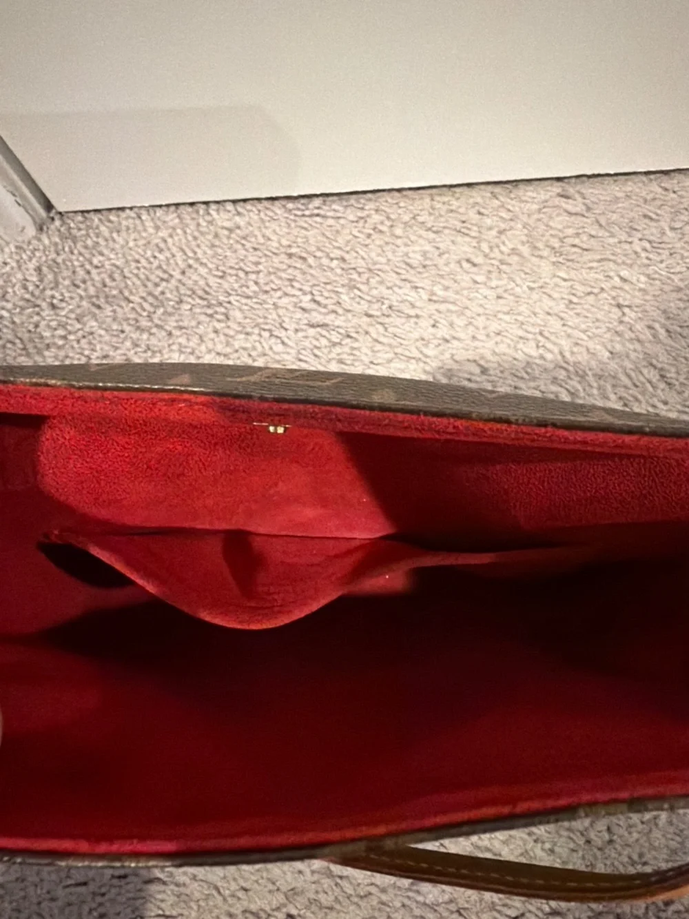 Louis Vuitton Monogram Shoulder Bag with Red Trim and Vachetta Strap